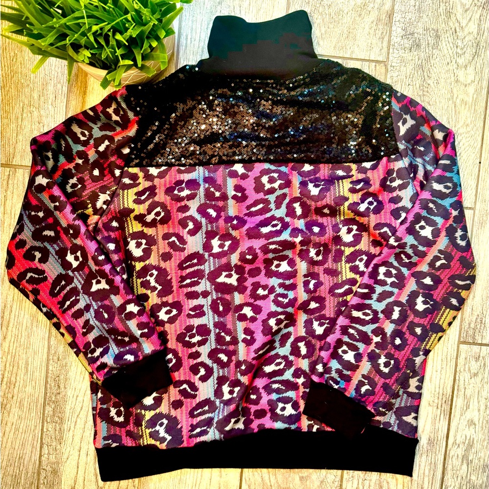 Crazy Train Multicolor Leopard Print & Black Sequ… - image 7